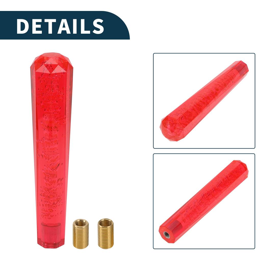 TUCKBOLD Car Shift Front Shift Lever 1 with 2 Adapters Knob, Knob, 25cm, Red, Set, Acrylic,