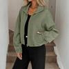 Women's Fashionable Solid Color Long Sleeved High Neck Zipper Hem Drawstring Pocket Loose Baseball Jacket