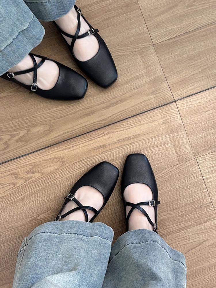 Cowhide~ Genuine leather French retro silver light mouth single shoes women's thick heel versatile Mary Jane high heels small leather shoes