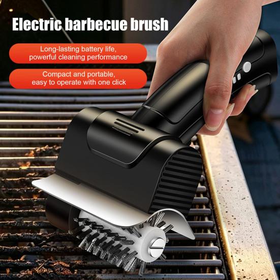 Jijijing Electric BBQ Grill Brush, Cordless Type-C Rechargeable Cleaning Brush with High-Speed Motor, Splash Guard, Stainless Steel Bristles,