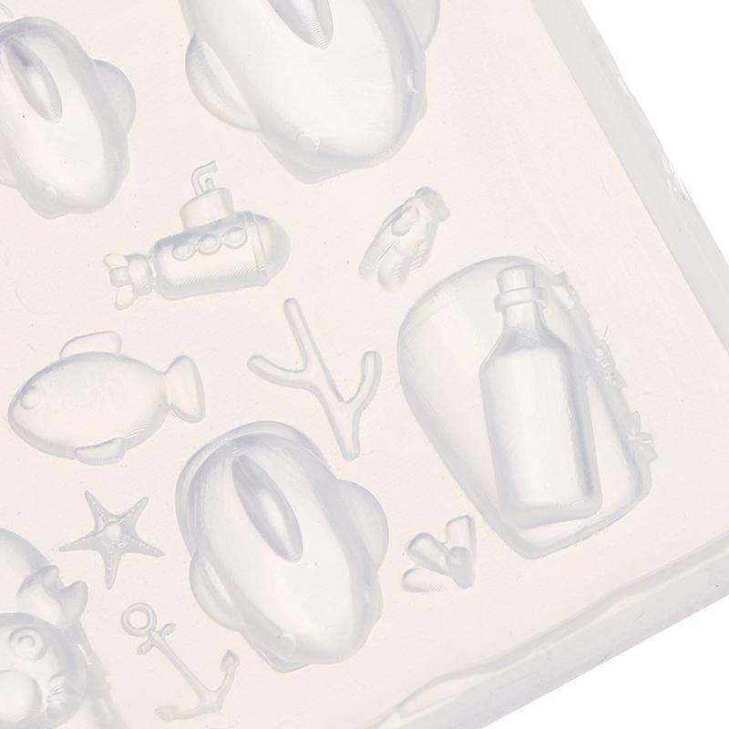Silicone Nail Art Mold With Small Shark Crab Drift Bottle Designs For Manicure Fashionable Nail Art Design Mould