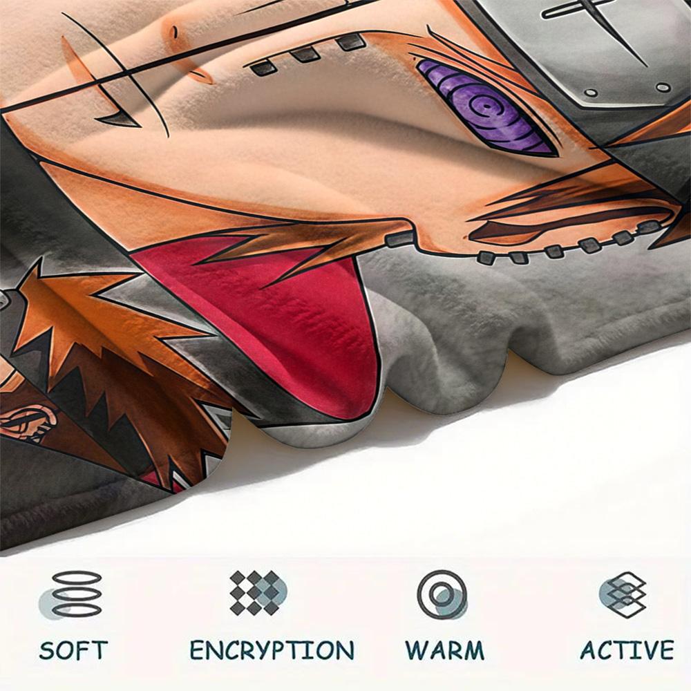 1PC Naruto Vs Pain Patterned Flannel Blanket Suitable For All Seasons For Home Decor Warmth And Comfort Gifts Holiday Present