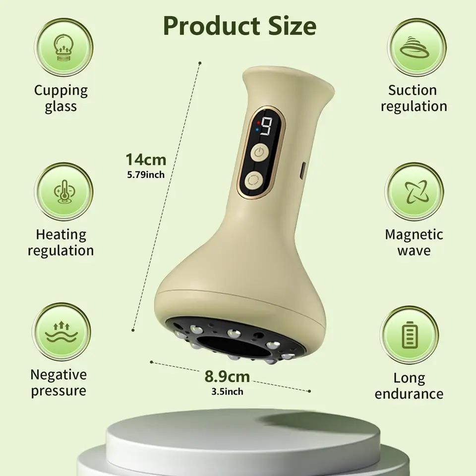 Smart Cupping Massage Machine 9 Levels Vacuum Suction Cup Chinese Meridian Cans Red Light Heating Jars Body Cellulite Scraping