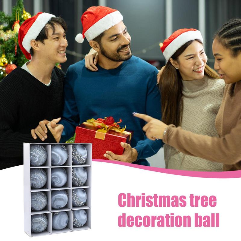 Flocked Christmas Tree Ball Ornaments Velvet Ball Christmas Ball Ornaments 12 Pieces Elegant Soft Christmas Balls For Christmas