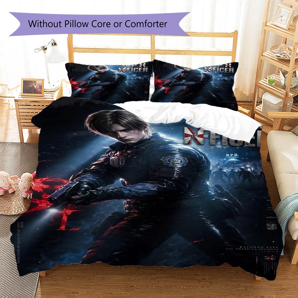Leon Kennedy Pattern Bedding Set Quilt Cover Pillowcase Home Decor Gift (1 * duvet cover + 2 * pillowcase, without core)