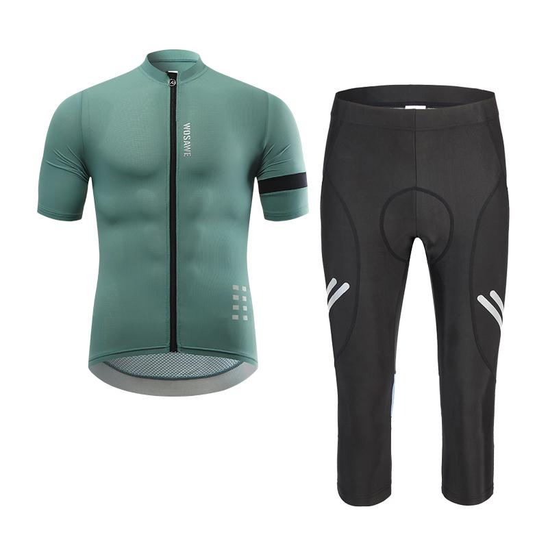Wosawe Kortermet trøye for menn landeveissykkel Sykling Pustende topper Sportsklær Skjorter Sommersykkelsett Gel Shorts Reflekterende sykkelantrekk