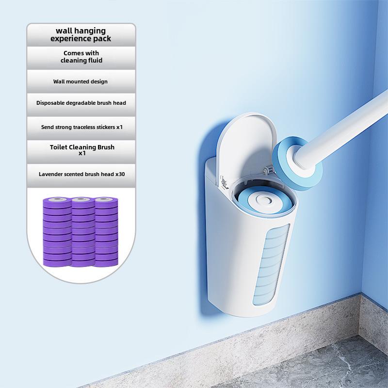 Disposable Wall-Mounted Bathroom Cleaning Brush with Replacement Heads