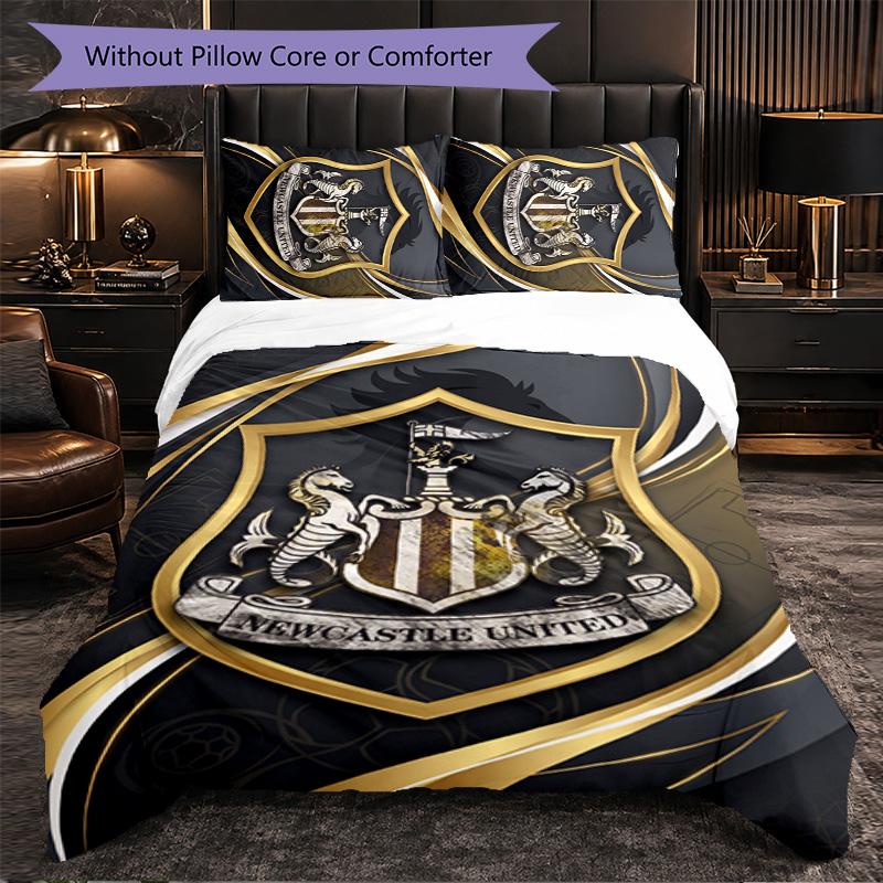 Set Biancheria da Letto Calcio Newcastle United 3 Pezzi Morbido Copripiumino con Federe Set Decorazione Camera da Letto per la Casa