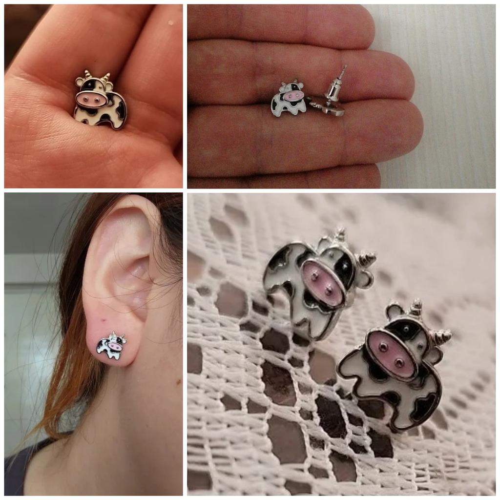CAOSHI Niedliche Mädchen Ohrstecker mit Kuh-Design Zarter Tierschmuck für Damen Modisches Damengeschenk Täglich tragbare Accessoires