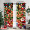 2pcs 2D Flat Printing Christmas Party Curtain Merry Christmas4 Versatile Polyester Without Electricity Party Decorations for