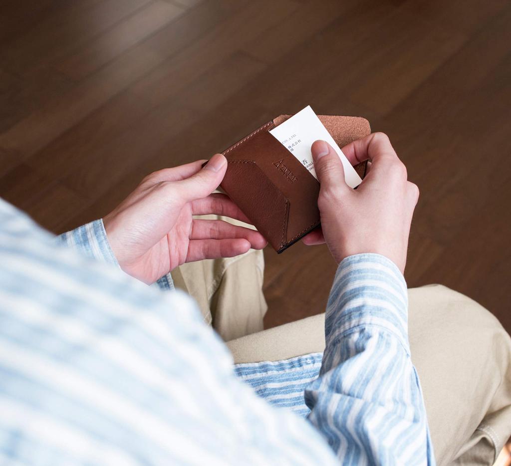Business Card Holder Business Card Case Genuine Leather Thin 10 Pieces Made in Japan Tatsuno Leather Envelope Type [TAVARAT] (Dark Brown)