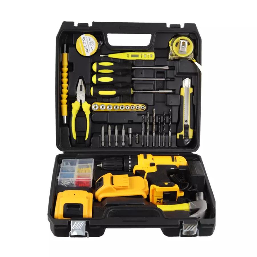 21V Dual-Speed Rechargeable Multifunctional Hand Drill and Electric Screwdriver Set with High-Power Impact Feature.