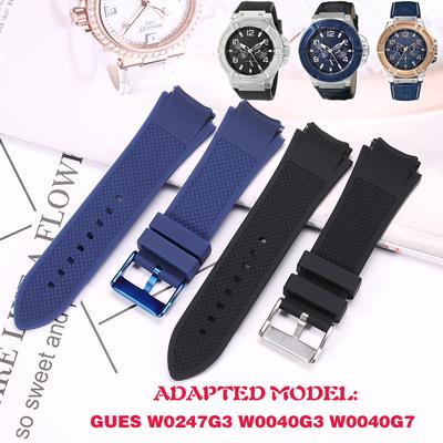 Silicone Watch Band Suitable For GUESS W0247G3 W0040G3 W0040G7 Men's Sports Waterproof Rubber Strap Bracelet Watch Accessories