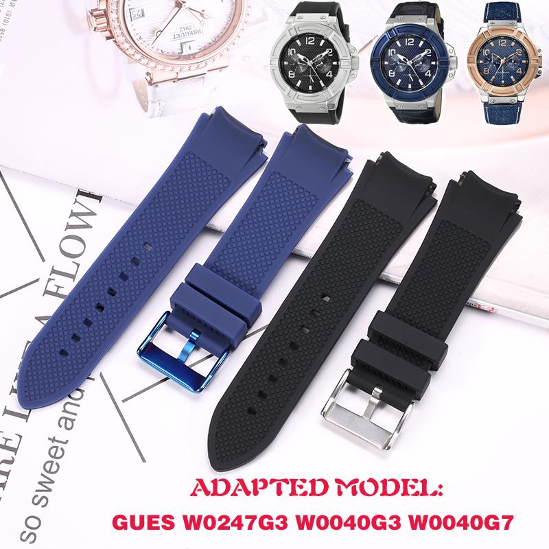 Silicone Watch Band Suitable For GUESS W0247G3 W0040G3 W0040G7 Men's Sports Waterproof Rubber Strap Bracelet Watch Accessories