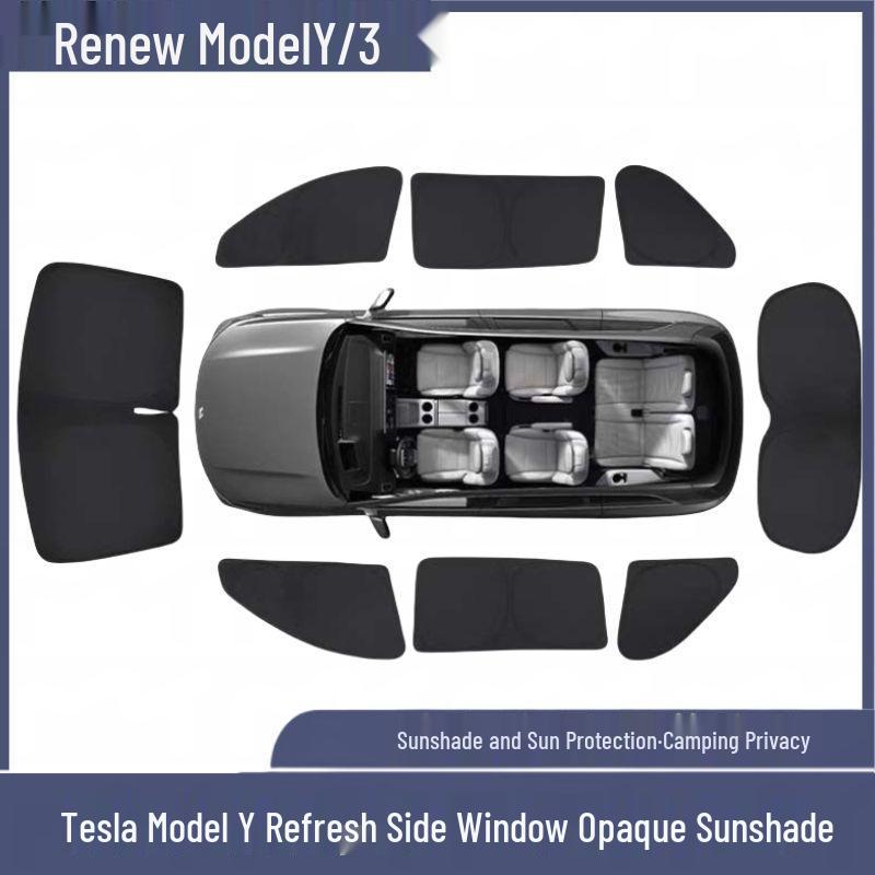 Tesla ModelY Camping Privacy Sunshade Curtains for Side Windows - Blackout & Insulation