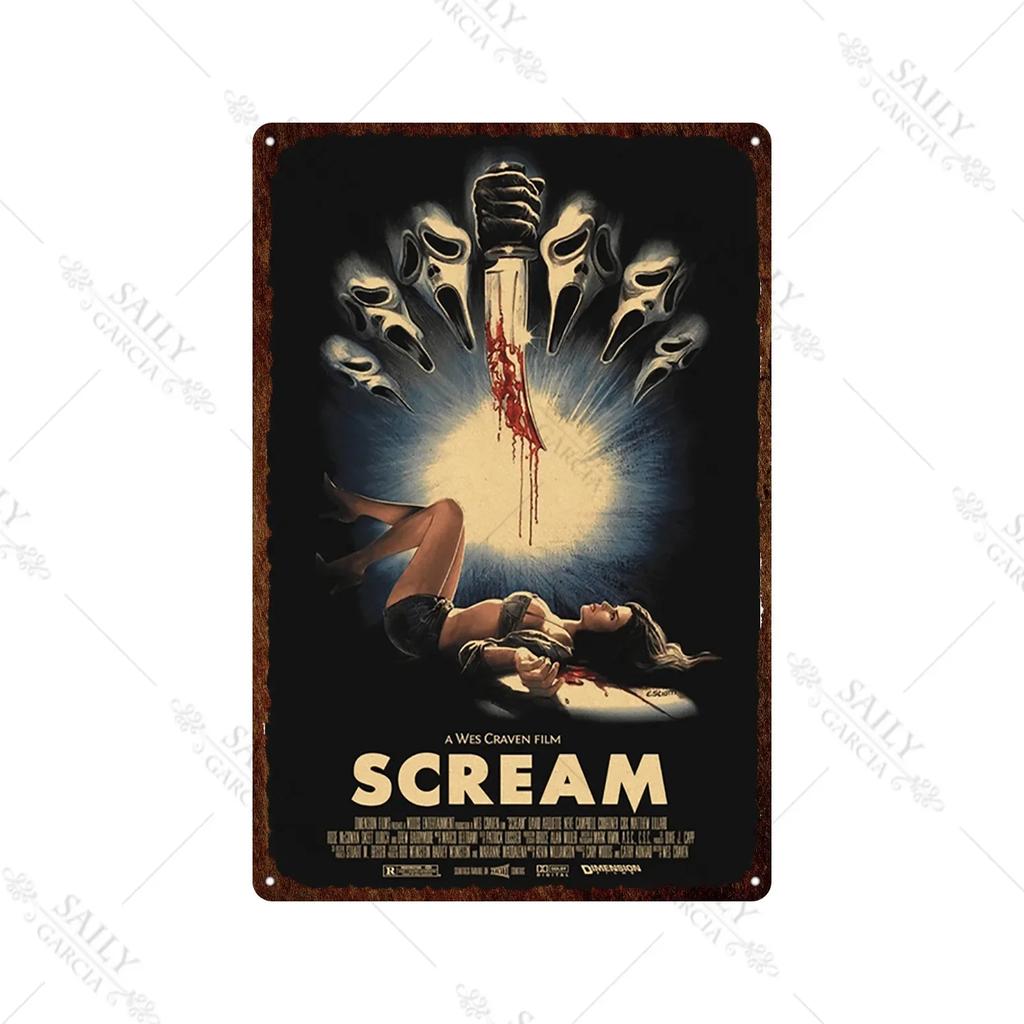 Scream Dead Horror Film Metal Tin Sign Posters Movies American Wall Art Metal Plates Man Cave Pub Bar Sign Metal Decor Plaques