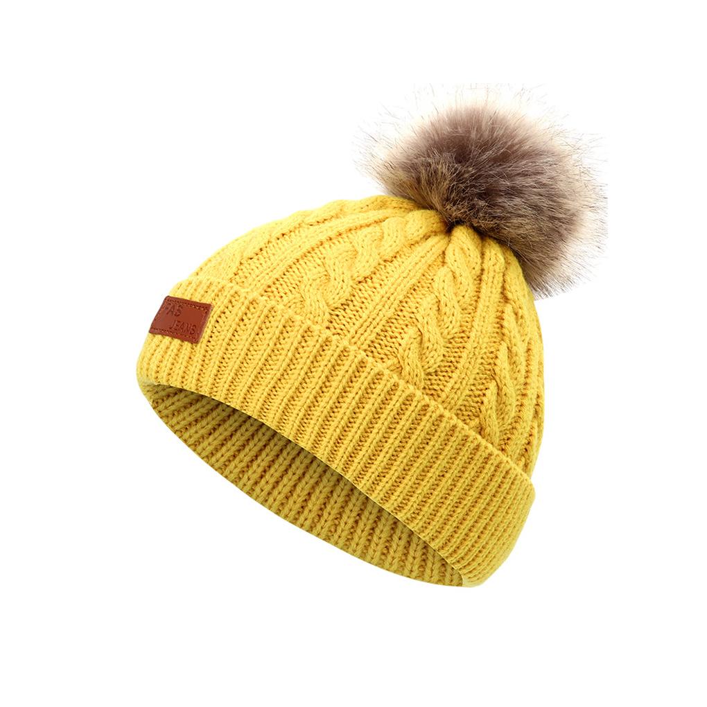Children Hat Hairball Knitted Cap Winter Warm Kids Beanie Headgear Outdoor Headwear Dressing Clothing Decoration