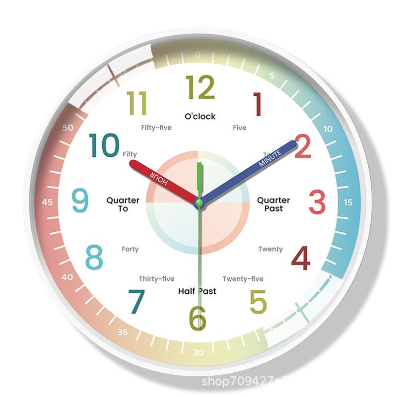 14" Silent Digital Children's Educational Wall Clock for Classroom & Home