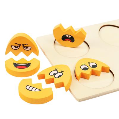 Placa de Correspondência de Ovos de Expressão Divertida de Madeira para Crianças Pré-escolares, Brinquedo de Quebra-cabeça Interativo para Treino de Foco do Bebê