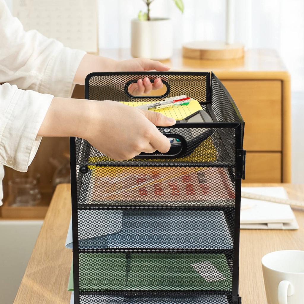 VANRA Document Letter Tray with Mesh A4 Horizontal Letter File Tabletop Storage Document Office Office Pen Tray, 5-Tier Handle, Metal, Size, Case,