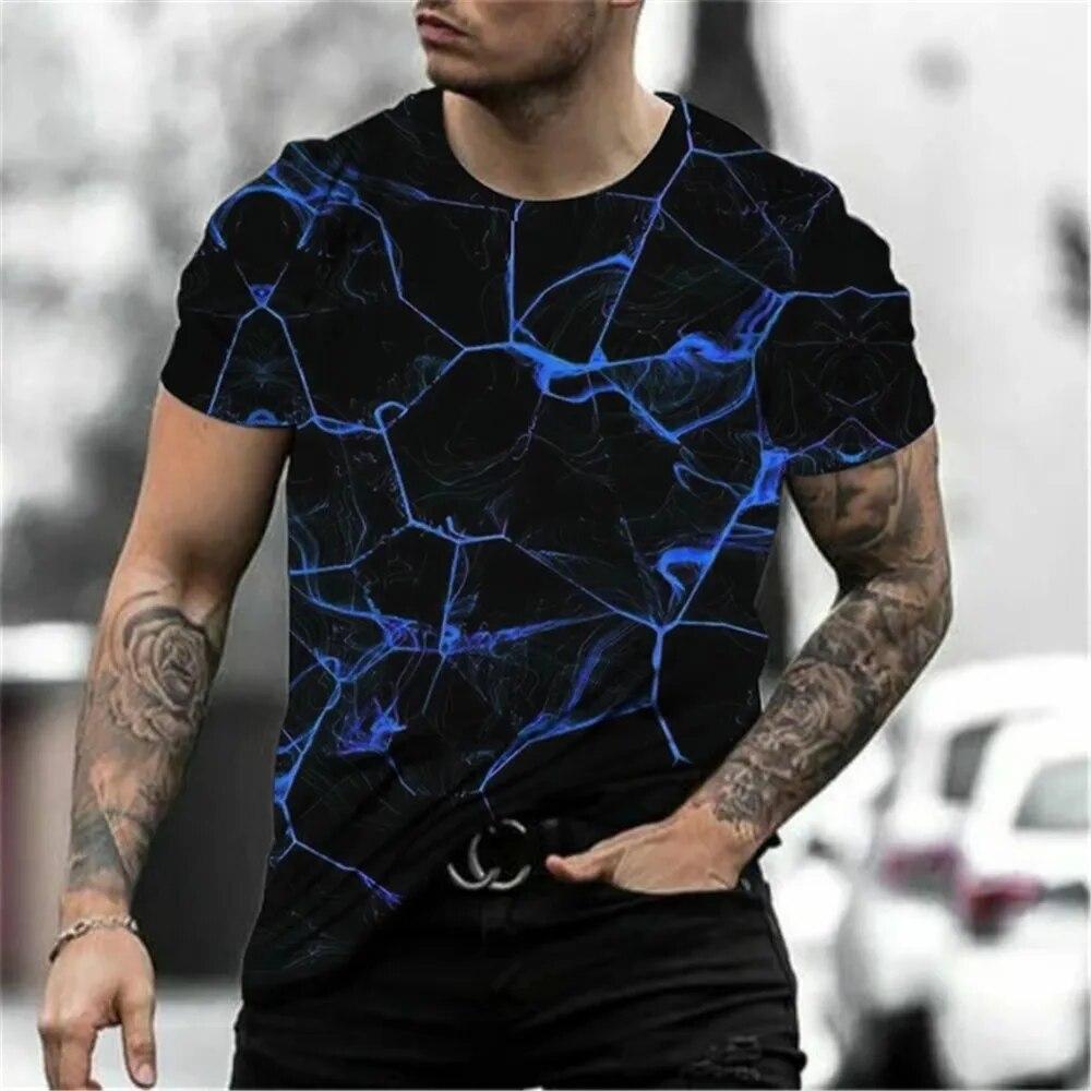 3D Cartoon Pattern Short Sleeve Summer Trend Fashion Street Hip Hop Style Loose Comfortable Round Neck T-Shirt Men Clothing
