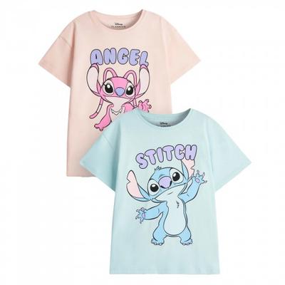 Girls Stitch & Angel Short-Sleeved T-Shirt (Pack of 2)