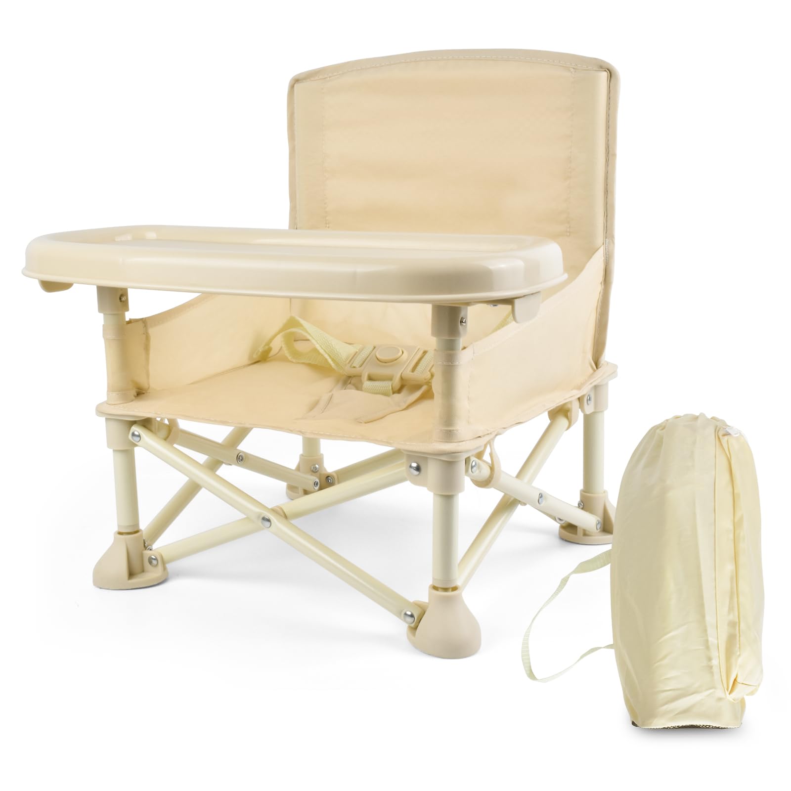 

KIMINO Складной детский стульчик от 6 месяцев до 3 лет Стульчик-столик для кормления ребенка Обеденный детский стульчик для кормления и путешествий [На годы] Младенцы, Еда, Стул, бежевый
