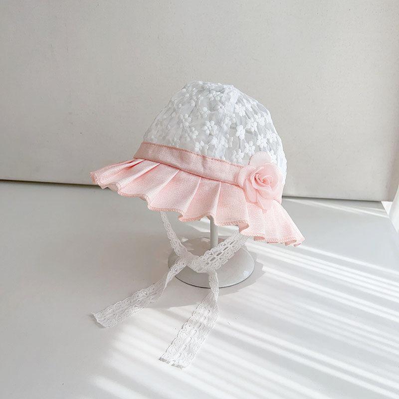 Girl's Lace Sun Protection Bucket Hat - Breathable, Beach-Ready Summer Style