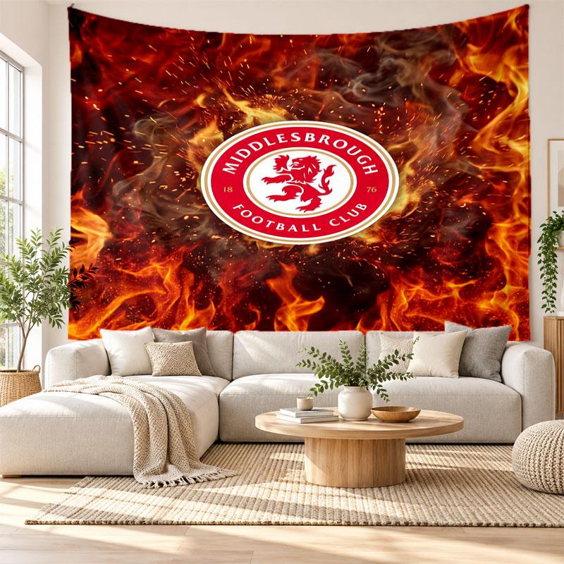 Middlesbrough FC Wandteppich, Weiches Stoff-Wandbehang, Dekorative Kulisse Für Schlafzimmer Heimwandkunst