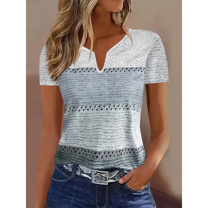 European and American Fashion V-neck Short Sleeved Women's T-shirt