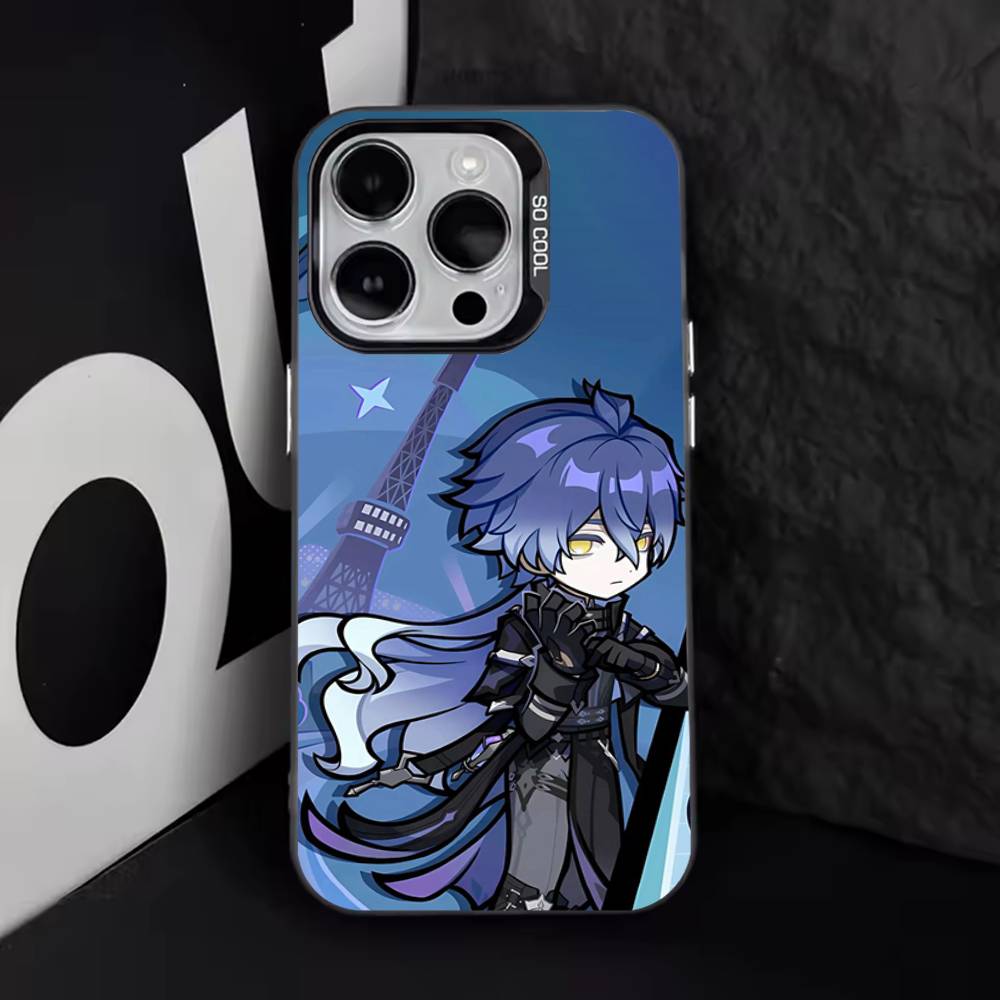 Genshin Impact F-Flins Phone Case For iPhone 17,16,15,14,13,12,11,Pro,Max,Plus,E,Air,Mini Black Tpu Cover