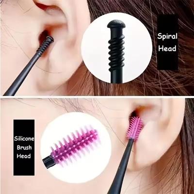 2 Peças de Colher Espiral para Ouvido, Colher Giratória de Duas Pontas para Limpar Ouvido, Ferramenta de Remover Cera do Ouvido, Limpador de Ouvido de Ponta Dupla, Segurança para Limpeza do Ouvido
