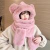 Winter Warm Flauschiges Fleece 3-in-1 Bärenohren Kapuzenmütze Schal Handschuhe Set Winddichtes Outdoor-Zubehör für Kaltes Wetter