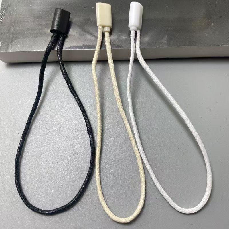 Factory Supply 20cm Cotton Wax Hang Tag Cord Bullet Aglet Garment Tag Strings Apparel Hangtag Fastener Rope Ready Stock Low MOQ
