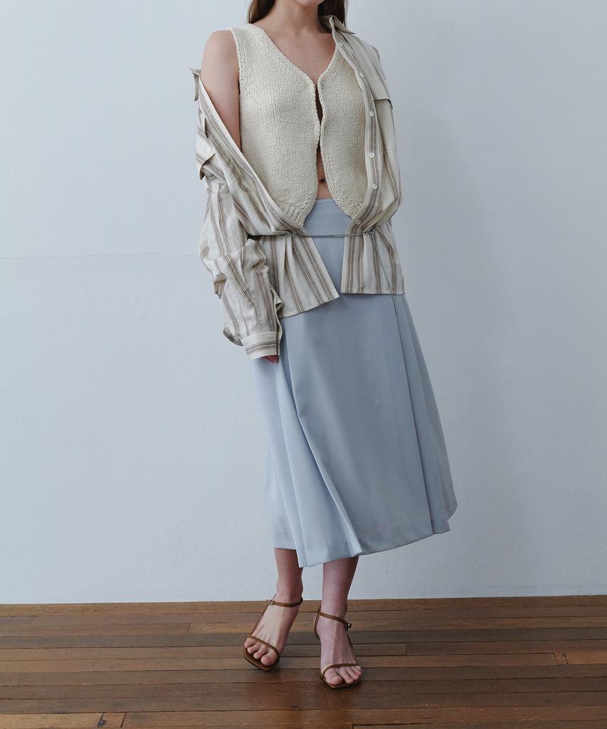 Assenti Pleated Wool Skirt_Sky Blue