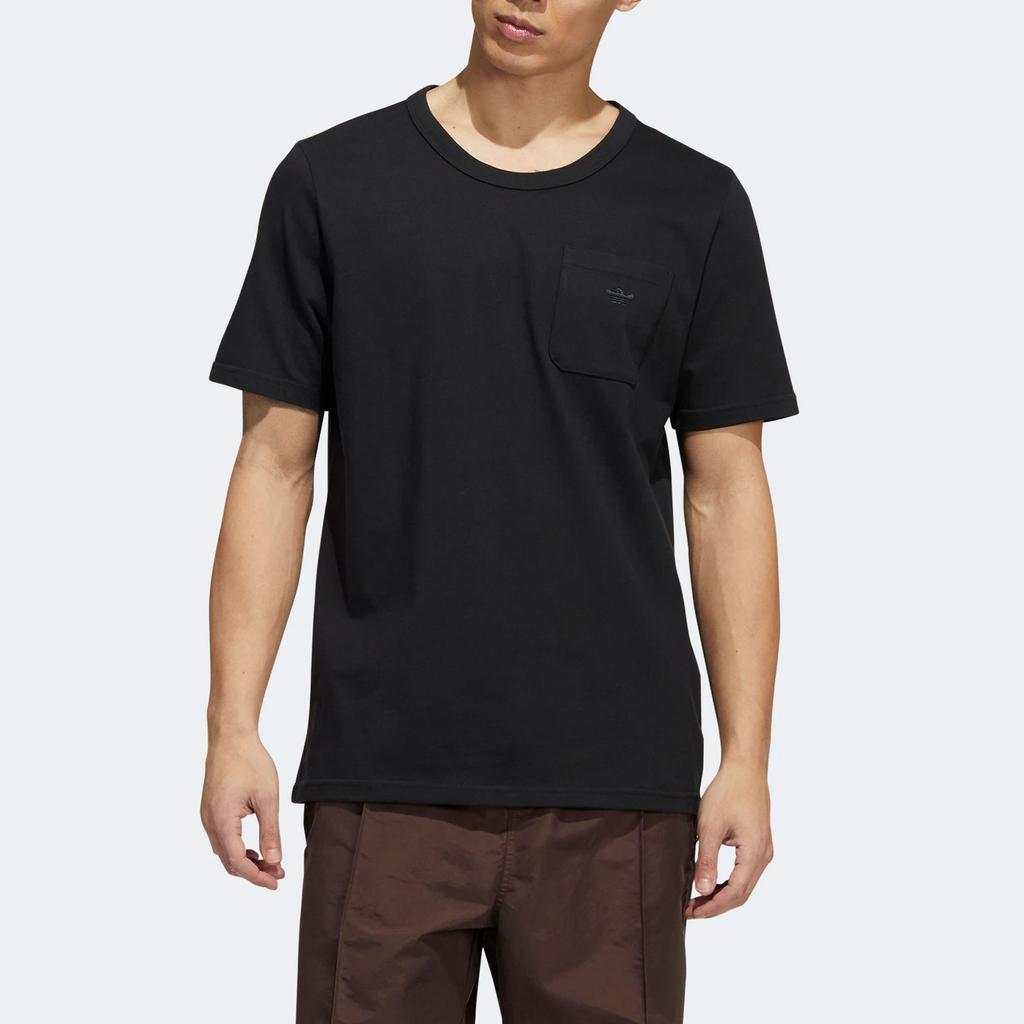 Adidas Originals Trefoil Casual Short Sleeve T-Shirt With Front Pocket Men Tops Black HM6859