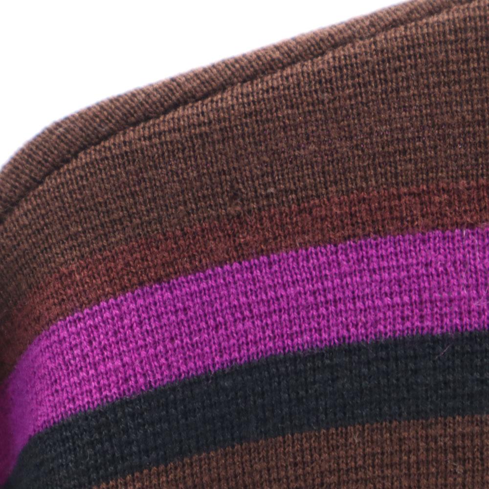 LANVIN Border Pattern Long sleeve knit cardigan 40 Brown etc Women Used