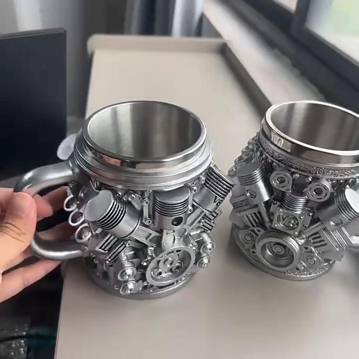 Hrnek s motorem V8 Kreativní 3D pryskyřičný hrnek s motivem motoru auta pro muže Cool mechanický design Hrnek na kávu Dárek pro milovníky aut Dekor