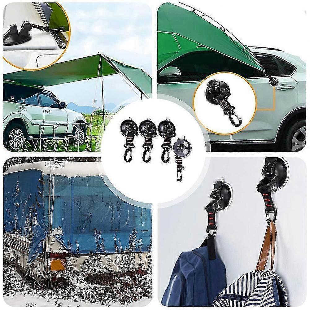 4Pcs Heavy Duty Suction Cup with D Ring 360 Rotating Camping Suction Hooks Car Suction Cups Anchor for Awning-Red