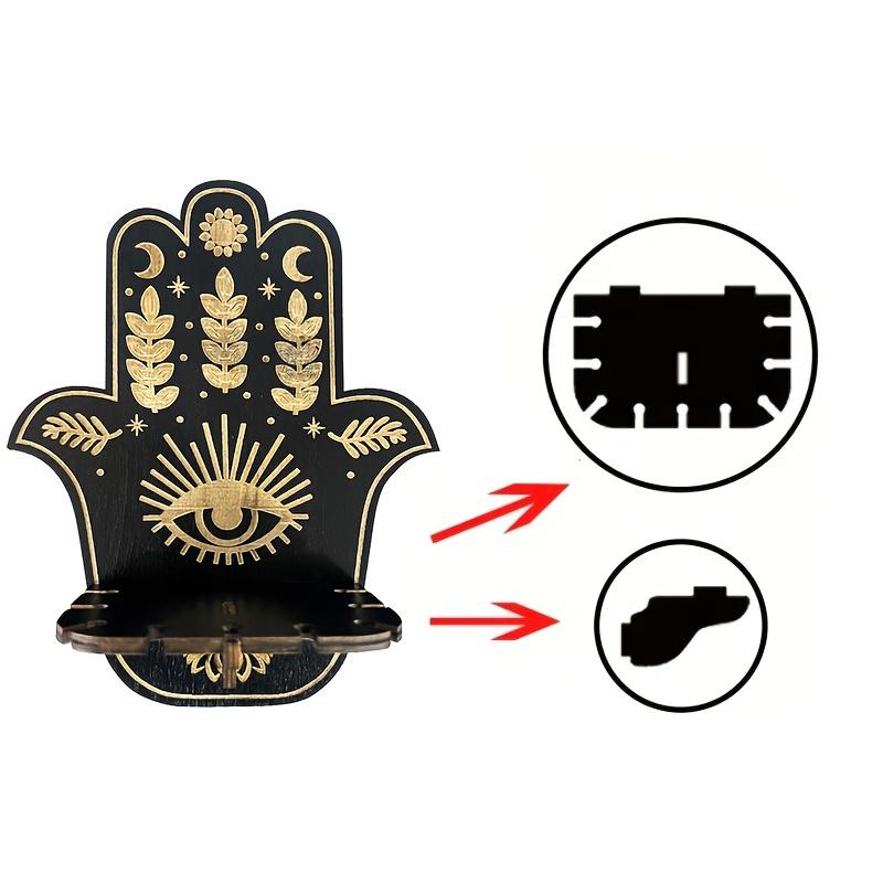 Wooden Wall Candle Holder, Crystal Display Wooden Shelf, Wooden Animal Palm Wall Mounted Gemstone Storage Shelf