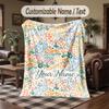 Floral Fantasy Poster Theme Throw Blanket Custom Name Text Personalized Blanket Soft Cozy Blanket for Home Sofa Bed