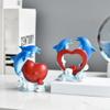 Cartoon Dolphin Statue Resin Craft Sea Animal Sculpture Lively Dolphin Figurine  Cabinet