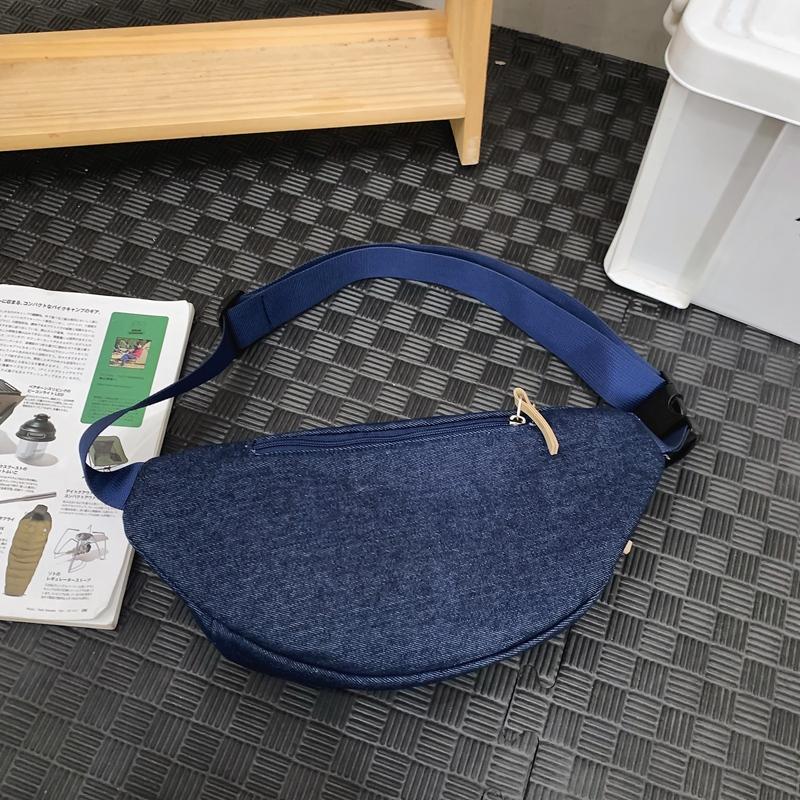 Women's Denim Chest Bag Letter Crossbody Bag Waist Bag Men's Large Capacity Sports Bag