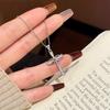 Exquisite Geometric Zirconia Cross Necklace: High-Grade Fashionable Clavicle Jewelry for Women