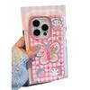 Doodle Suitable for Apple 16pro Butterfly Phone Case Iphone14 Space 15 Cute Pink and White Checkered Protective Case