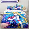 3-teiliges Bettbezug-Set (1 * Bettbezug + 2 * Kissenbezug, ohne Kern), Sailor Moon Druck Weiches Ganzjahres-Bettwäscheset, Heim-Schlafzimmer-Dekoration Geschenk
