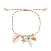 Keramik-Meerestier-Anhänger, geflochtenes Armband, verstellbares Seildesign mit Seestern- und Muschel-Charm, lässiger Schmuck