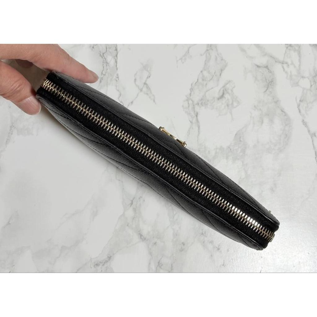 Used SAINT LAURENT Saint Laurent long wallet round zipper black [genuine product]