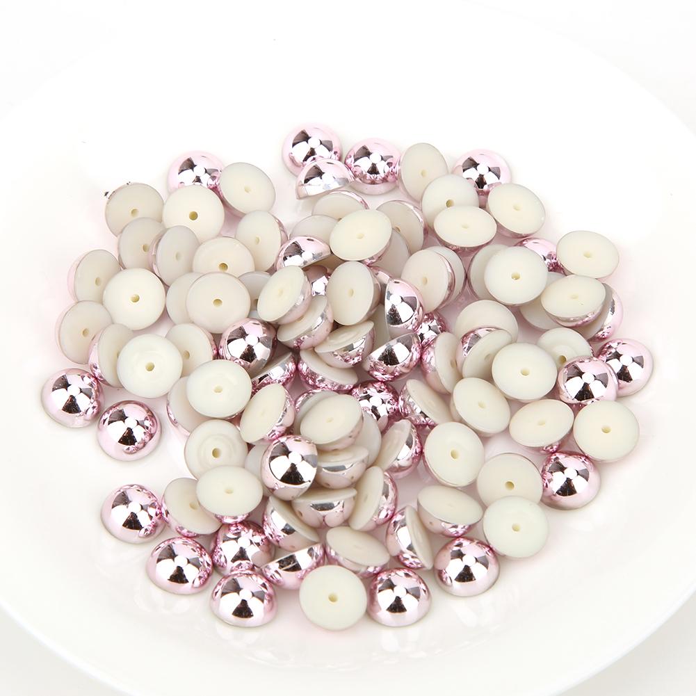 100pcs Semi Circular Pearl Beads Rivets Kit for Clothes Bags DIY Decoration Accessories(Purple )