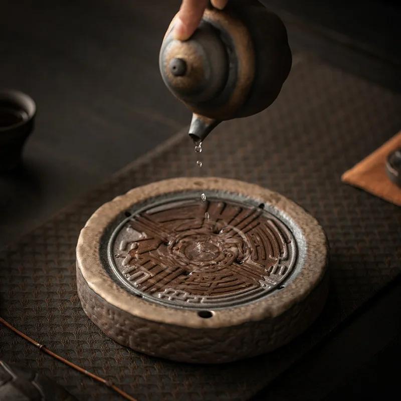 Vintage Gilding Iron Glazed Pot Bearing Stoneware Ancient Early Burning Chinese Tea Tray Ceramic Tea Tray Teaware Table
